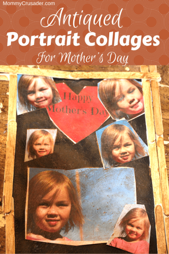 These simple but fantastic antiqued portrait collages make great memory gifts for Mother's Day and only take an hour to complete.
